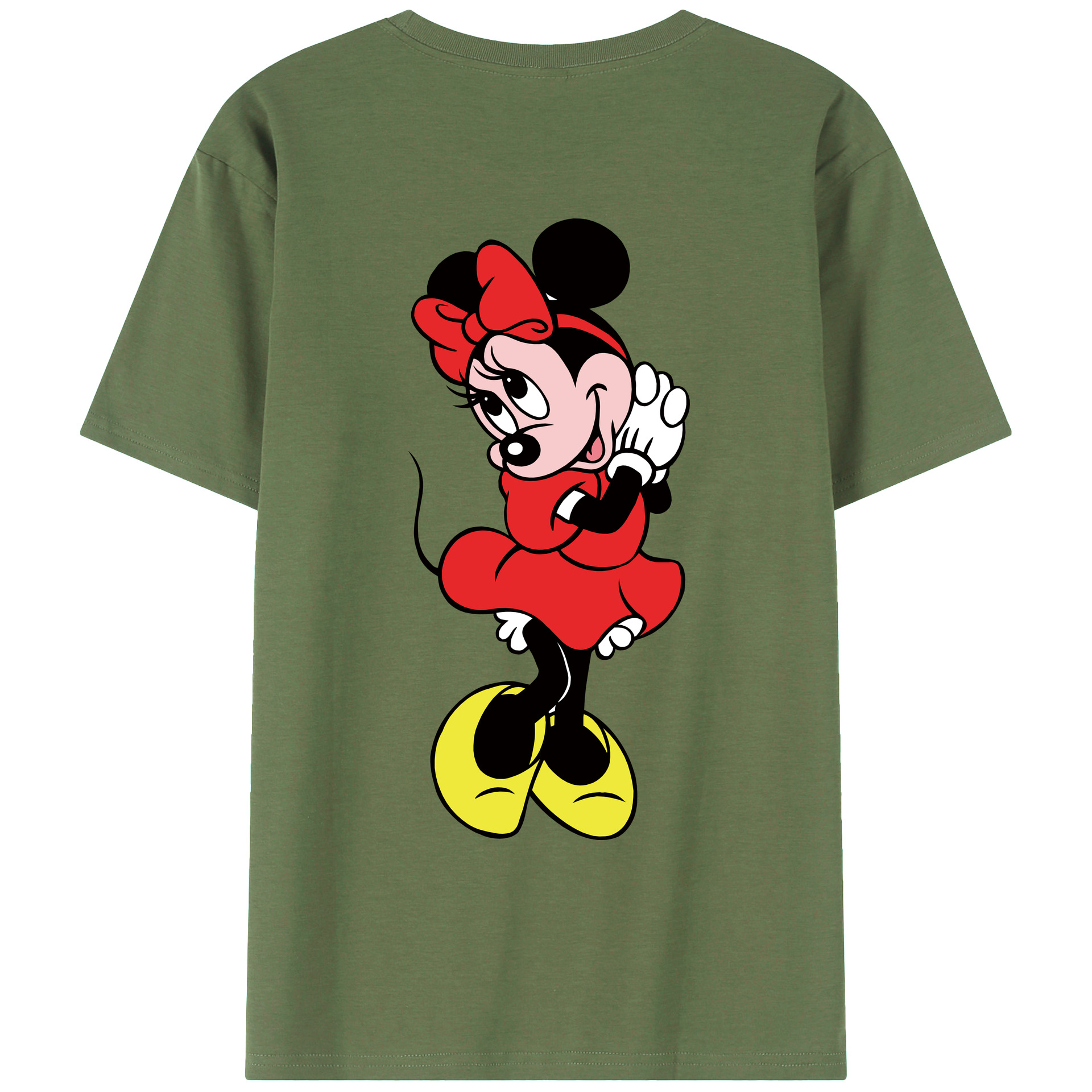 ミッキーマウス Mickey Mouse 綿100％ メンズ半袖Tシャツ（バックプリント） 通気性